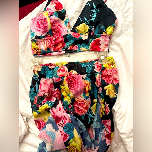 Chiffon boho floral printed two piece maxi dress, boho dress, Hawaii outfit - Picture 3 of 3